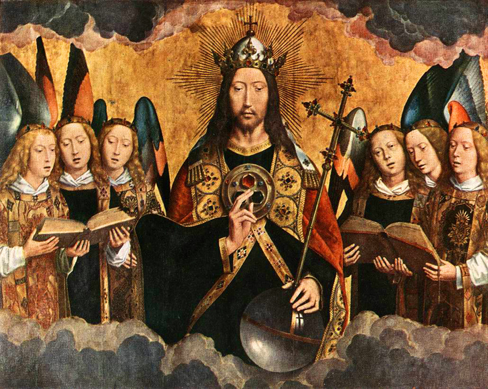 christ surrounded by musician angels